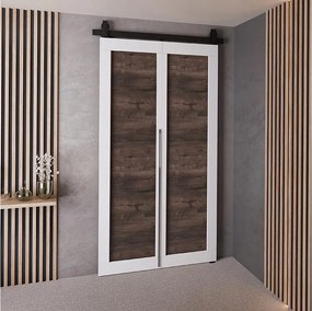 Drzwi Przesuwne QUDIO M1 Biały + Jesion Ciemny 90