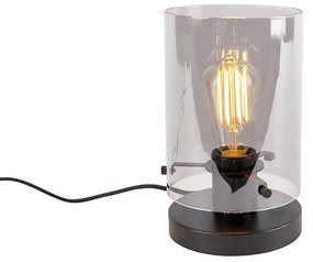 Designerska lampa stołowa czarna przydymione szkło 25cm - DomeDesignerski Oswietlenie wewnetrzne