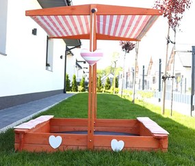 Różowa piaskownica z daszkiem i ławeczkami - Trisem