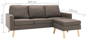 3-osobowa sofa z podnóżkiem taupe - Muria 4Q