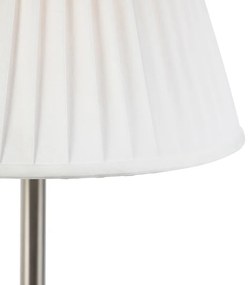 Lampa stołowa czarna klosz plisowany biały 35cm - Simplo klasyczny/Antyczny Oswietlenie wewnetrzne