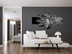 Obraz - Liście z kroplami (125x70 cm)
