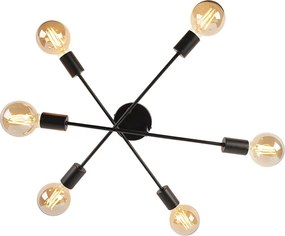 Industrialna lampa sufitowa czarna 6 świateł - Sydney