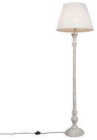 Klasyczna lampa podłogowa szara klosz plisowany kremowy 45cm - Classico klasyczny/Antyczny Oswietlenie wewnetrzne