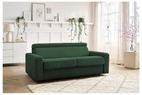 Ciemnozielona sztruksowa rozkładana sofa 215 cm Monaco – Bobochic Paris