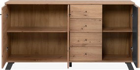 Komoda z lamelami Medan 3D4S dąb artisan/antracyt
