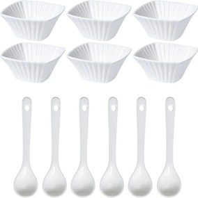 EH Zestaw miseczek do serwowania z łyżeczkami Fala kwadratowy, 12 szt.