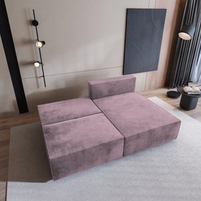 Masseno Narożnik FIORO z funkcją spania i pojemnikiem na pościel Narozniki L, Rozkładana sofa - Wrzosowy, MONOLITH 62