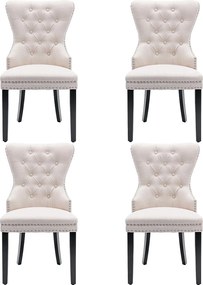 Komplet 4 krzeseł lnianych do jadalni - 53 x 54 x 97 cm - nogi dębowe - fotel wypoczynkowy - beżowy