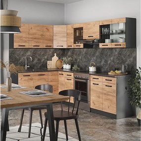 Kuchnia narożna złoty dąb power/antracyt 270x60x81.6 rick