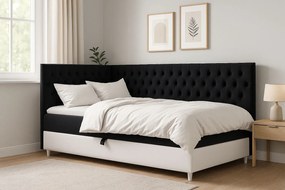 Czarne łóżko z pikowanym zagłówkiem 3 rozmiary W6-H68