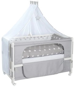 Białe łóżeczko na kółkach z baldachimem 60x120 cm Little stars – Roba