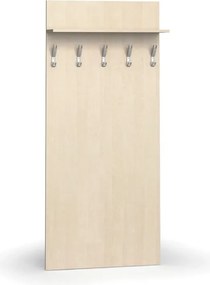 Garderoba z wieszakami PRIMO WOOD, 5 haczyków, półka, tekstura drewna pionowa, brzoza