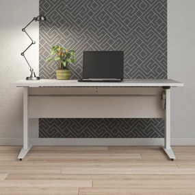 Biurko z regulacją wysokości Prima biały 150 białe nogi