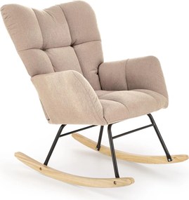 Pikowany fotel bujany na drewnianej płozie Vasco Halmar