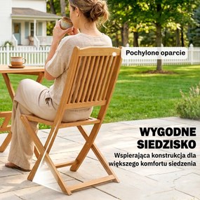 Outsunny Zestaw mebli ogrodowych FSC z drewna, 5-cz., składany stół z 4 krzesłami, lamelowy design | Aosom PL