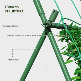 Outsunny Stalowa pergola do pnączy w kształcie A nie rdzewiejąca, do roślin pnących 101x133x227 cm, Zielona