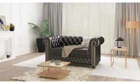 Czarna sofa z imitacji skóry 148 cm York – Ropez