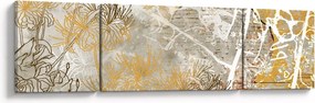 Obraz - Ściana w stylu vintage z kwiatami (170x50 cm)