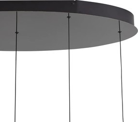 Designerska lampa wisząca Fiera, grafitowa, z zielonym szkłem, zintegrowanym LED, 3-stopniowo ściemnialna, 5-punktowa, z systemem Easylift