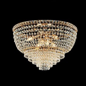 Lampa sufitowa Wagner z żelaza i złoconego mosiądzu z kryształkami górskimi 6 świateł H.38 Ø52 BL266-PL6-OR