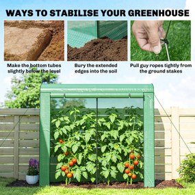 Outsunny Szklarnia z oknami z siatki i rolowanymi drzwiami, szklarnia foliowa na stalowym stelażu 200 x 75 x 188 cm zielony | Aosom PL