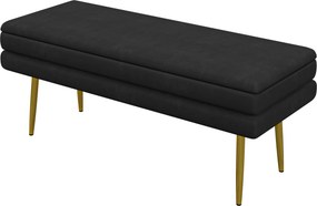 HOMCOM Ławka Tapicerowana z Przestrzenią do Przechowywania, Stal, 79,5 cm x 37,5 cm x 43 cm, Czarna