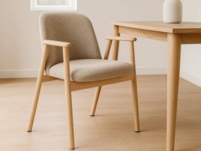 2x Krzesło Ligna wood dębowe z podłokietnikami, Beige 60