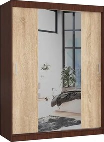 Szafa przesuwna z lustrem wenge + dąb sonoma K8-C33