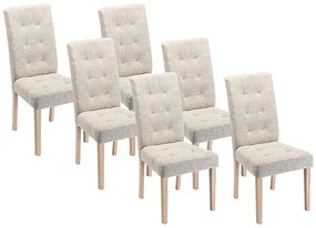 Zestaw 6 krzeseł VILLOSA - Tkanina i nogi z drewna - Kolor beżowy