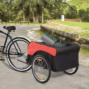 HOMCOM Przyczepka Rowerowa Bagażowa Transportowa 130x77x65cm Czerwona Czarna | Aosom PL