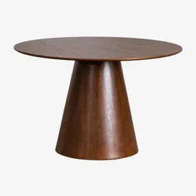 Aura Okrągły Drewniany Stół Jadalny Fornir Orzechowy & Ø120 Cm & Fornir Orzechowy - Sklum