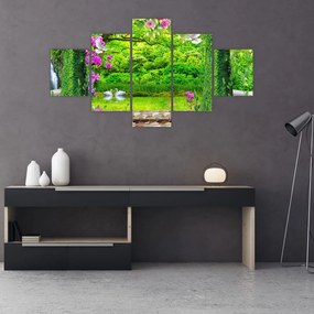 Obraz - Magiczny ogród z łabędziami (125x70 cm)