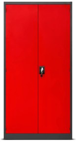 Warsztatowo-narzędziowa szafa metalowa SZYMON, 920 x 1850 x 500 mm, antracytowo-czerwona