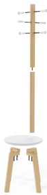 Biały wieszak z drewna kauczukowego Pillar – Umbra