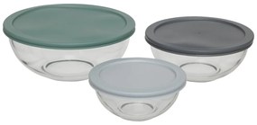 Szklane miski z pokrywkami SO SIMPLE, 3 sztuki