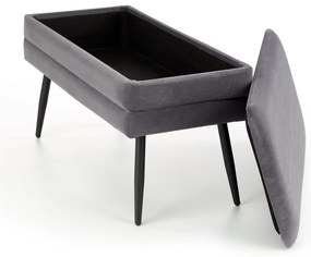 VELVA ławka tapicerowana z pojemnikiem szary velvet, czarny nowoczesna