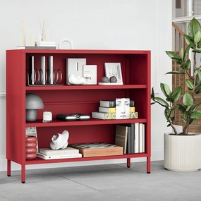Niski regał metalowy czerwony Modern LUCA, 1000 x 900 x 350 mm
