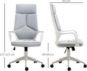 HOMCOM Ergonomiczne krzesło biurowe, tkanina siatkowa, regulacja wysokości, obrotowe, jezdne krzesło biurkowe, Szary+Biały