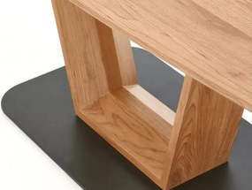 Nowoczesny rozkładany stół Black 160-220|90 z blatem MDF lakierowany w kolorze złoty dąb i czarną podstawą
