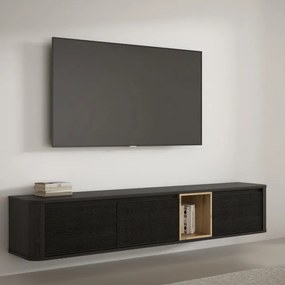 Szafka RTV Breathtaker 220 cm, dąb Cabezone/dąb Artisan/dąb Czarny