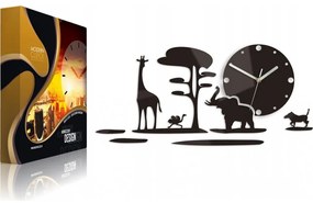 Zegar ścienny naklejany czarny dekoracyjny na ścianę do salonu loft safari