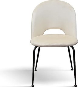 Zestaw 4 krzeseł w beżowej tkaninie z efektem aksamitu, nogi w kolorze antracytowym - AVALON