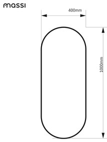 Lustro owalne podświetlane symetryczne bezramowe PLATAN LED | Różne rozmiary | Różne kolory szkła : Kolor tafli szkła - Srebrny, Rozmiar - 40 x 100 cm