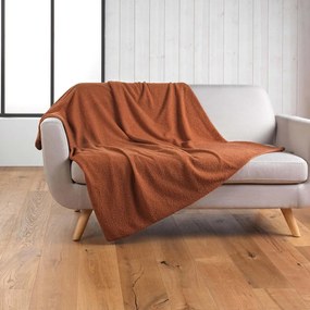 Czerwonopomarańczowy polarowy koc 180x220 cm Curly Wooly – douceur d'intérieur