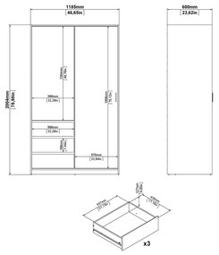 Szafa w dekorze dębu z drzwiami przesuwnymi w naturalnym kolorze 119x200x60 cm Naia – Tvilum