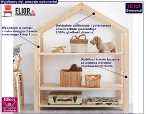 Drewniany regał dziecięcy na zabawki domek K4-W37