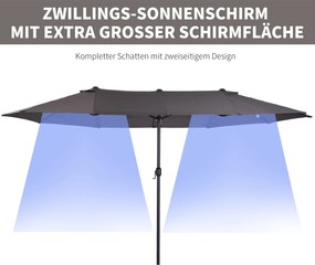Outsunny parasol ogrodowy podwójny parasol targowy z korbką ręczną 460x270 cm | Aosom PL
