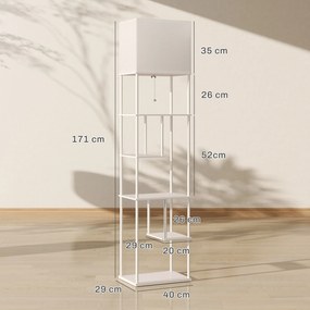 HOMCOM Lampa podłogowa z półkami, regulacja jasności i temperatury barwowej, do sypialni, biura, salonu, biały | Aosom PL