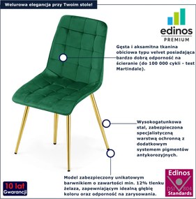 Zielone welurowe krzesło w stylu glamour L4-M45